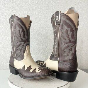 NEW Rod Patrick Womens Cowboy Boots 9.5EE Western Cowgirl Brown Ivory Contrast